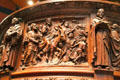 Carving of Palm Sunday procession on pulpit of Trinity Church. Boston, MA.
