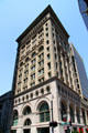 Romanesque Revival arches of Ames Building. Boston, MA.