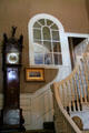 Dutch clock acquired by Longfellow & original stair landing window at Longfellow National Historic Site. Cambridge, MA.