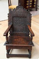 Oak great chair by Thomas Dennis of Ipswich, MA, at Peabody Essex Museum. Salem, MA