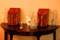 Knife boxes & glass vessels in dining room at Peacefield. Quincy, MA.