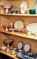 Adams' family collection of cups, plates & glassware in pantry at Peacefield. Quincy, MA.