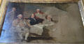 Treaty of Peace unfinished painting after Benjamin West showing American signers of treaty ending American Revolution for which British signers refused to pose in Stone Library at Peacefield. Quincy, MA.