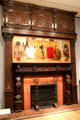 Pavane painting by Edwin Austin Abbey on fireplace created from various parts to capture spirit of original setting at Museum of Fine Arts. Boston, MA.