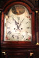 Face of tall clock by Elnathan Tabor of Roxbury, MA at Nichols House Museum. Boston, MA.