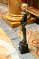 Bronze lion post holding up railing in rotunda of Massachusetts State House. Boston, MA.