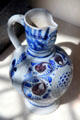 Salt-glazed stoneware jug from Germany at Concord Museum. Concord, MA.