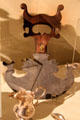 Steel food chopper with wooden handle from Northern Europe at Concord Museum. Concord, MA.