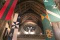 Flags in Great Hall at Hammond Castle Museum. Gloucester, MA