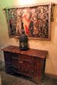 Tapestry & chest at Hammond Castle Museum. Gloucester, MA.