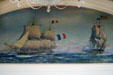 Mural of French & American ships during Revolutionary War in Naval Academy Memorial Hall. Annapolis, MD.
