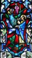 Stained glass window of disciples becoming Fishers of Men in Naval Academy Chapel. Annapolis, MD.