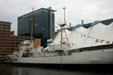 USCGC Taney against Columbus Center. Baltimore, MD.