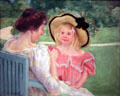 In the Garden painting by Mary Cassatt at Detroit Institute of Arts. Detroit, MI.