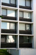 Windows of Breuer's St. Thomas Aquinas Hall dormitory at St. John's University. Collegeville, MN.