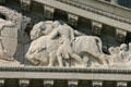 Oxen & man carrying corn pediment detail on Missouri State Capitol. Jefferson City, MO.