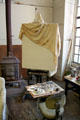 Easel beside stove at Thomas Hart Benton's Studio State Historic Site. Kansas City, MO.
