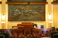 Lewis & Clark bicentennial bronze mural in Senate chamber of Montana State Capitol. Helena, MT.