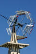 Unusual windmill with multiple small blades in a ring at Stuhr Museum. Grand Island, NE.