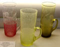 Glass lemonade or horn glasses with threading winding up from bottom by Boston & Sandwich Glass Co. at Museum of American Glass. Milville, NJ.