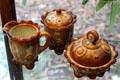 Dewey pressed glass tea service by Indiana Tumbler & Goblet Co. of Greentown, IN at Museum of American Glass. Milville, NJ.