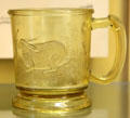 Pressed glass rabbit mug by Central Glass Co. of Wheeling, WV at Museum of American Glass. Milville, NJ.
