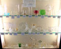 Collection of glass objects bearing patterns named after American states at Museum of American Glass. Milville, NJ.