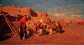 Interior Courtyard of Pueblo Santa Clara painting by Charles Craig at New Mexico Museum of Art. Santa Fe, NM.