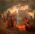 Taos Pueblo - Moonlight painting by E. Irving Couse at New Mexico Museum of Art. Santa Fe, NM.