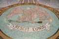 New Mexico eagle with arrows seal on floor of State Capitol. Santa Fe, NM.