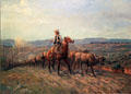 Cattle roundup painting by Jake H. Haverstick in NM State Capitol Art Collection. Santa Fe, NM.