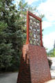 Modern sculpture by Apache artist Bob Haozous at NM State Capitol. Santa Fe, NM.
