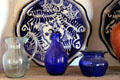 Glass pitchers & plates at Rancho de las Golondrinas. Santa Fe, NM.