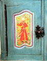 Painting detail of cabinet Leon Gaspard at Blumenschein Home & Museum. Taos, NM.