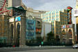 Old & modern New York buildings replicated behind Brooklyn Bridge on Las Vegas Strip. Las Vegas, NV.