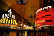 Four Queens & Freemont Casinos along Freemont Street Experience mall at night. Las Vegas, NV.
