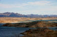 Striated island of Lake Mead. Las Vegas, NV.