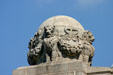 Lions circling a globe atop old Union Station. Albany, NY.