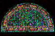 Stained glass in Governor's reception room showing grain agriculture in New York State Capitol. Albany, NY.