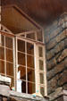 Upstairs diamond shaped window over entrance of Graycliff. Buffalo, NY.