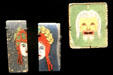 Ancient glass plaques with Greek drama characters at Corning Museum of Glass. Corning, NY.