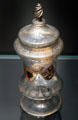 Covered Albarello on foot probably from Tyrol, Austria at Corning Museum of Glass. Corning, NY.