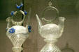 Spanish glass drinking flasks from Catalonia at Corning Museum of Glass. Corning, NY.