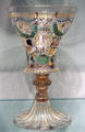 Venetian goblet with enameled Grotesque design at Corning Museum of Glass. Corning, NY.