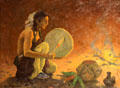 Tom-tom Player - Firelight painting by Eanger Irving Couse at Rockwell Museum of Art. Corning, NY.