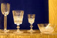 Roosevelt's White House crystal with the tall goblet at left designed by Libbey Glass of Toledo, OH for the 1939 World's Fair with other pieces from T.G. Hawkes of Corning, NY. Hyde Park, NY.