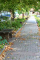 Appian Way sidewalk landscaping leading to Roycroft Campus Powerhouse Visitor Center. East Aurora, NY.