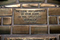 Elbert Hubbard slogan on tile on The Library fireplace at Roycroft Inn. East Aurora, NY.