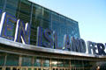 Staten Island Ferry Terminal with glass walls replaced former structure which burned in 1991. New York, NY.
