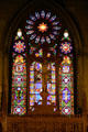 Stained glass of St. Patrick's Old Cathedral with symbols of Sts. Luke & Mark. New York, NY.